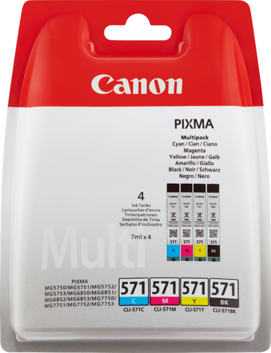 ✓ Canon Multipack CLI-571 4 cartouches couleur pack en stock -  123CONSOMMABLES