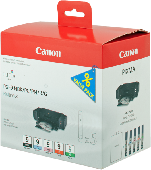 Canon MultiPack PGI-9 (1033B013) Noir / Cyan / Magenta / Rouge / Vert