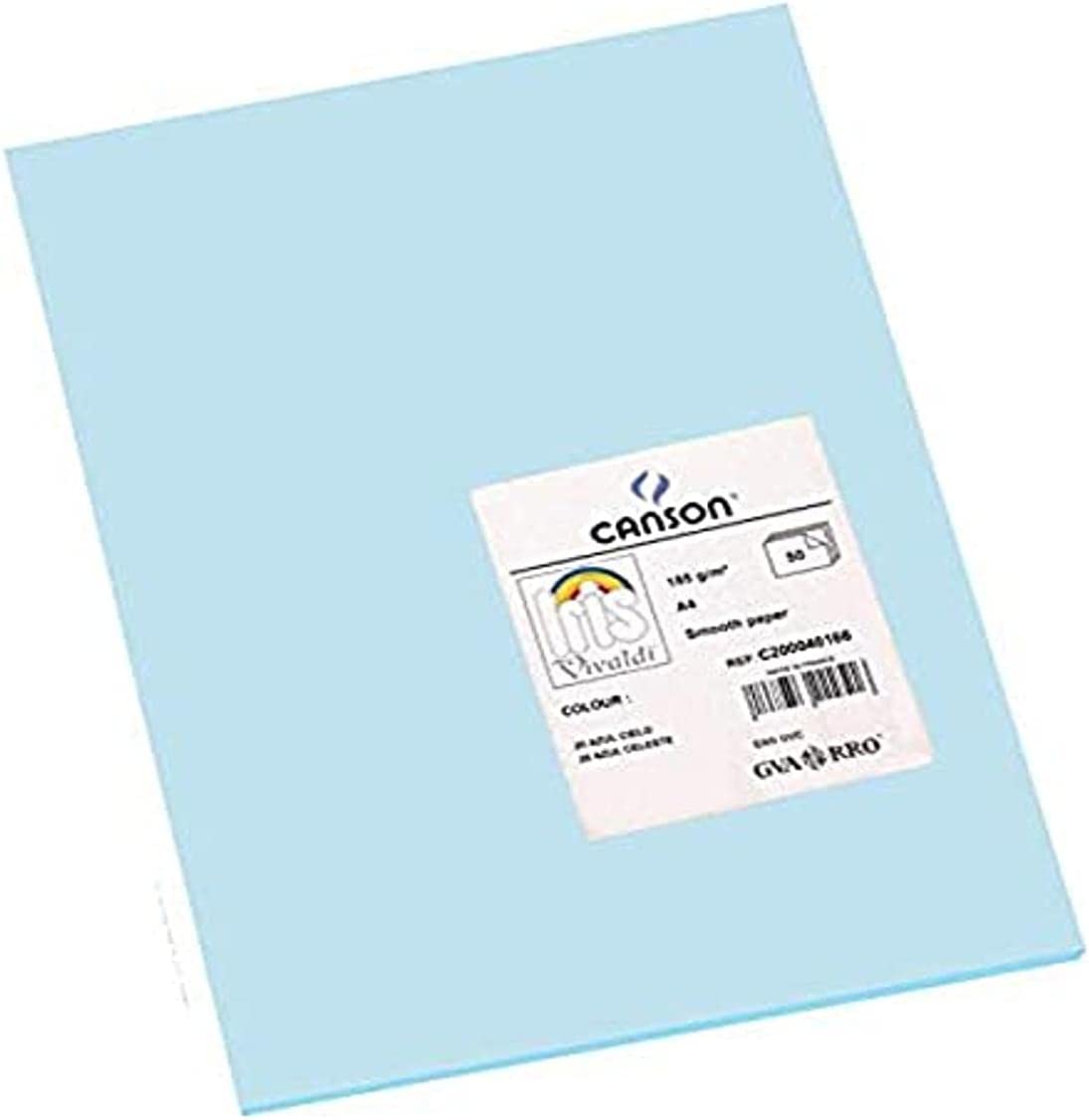 Canson Guarro Pack de 50 Cartes A4 Iris de 185g - 21x29,7cm - Couleur Bleu Ciel