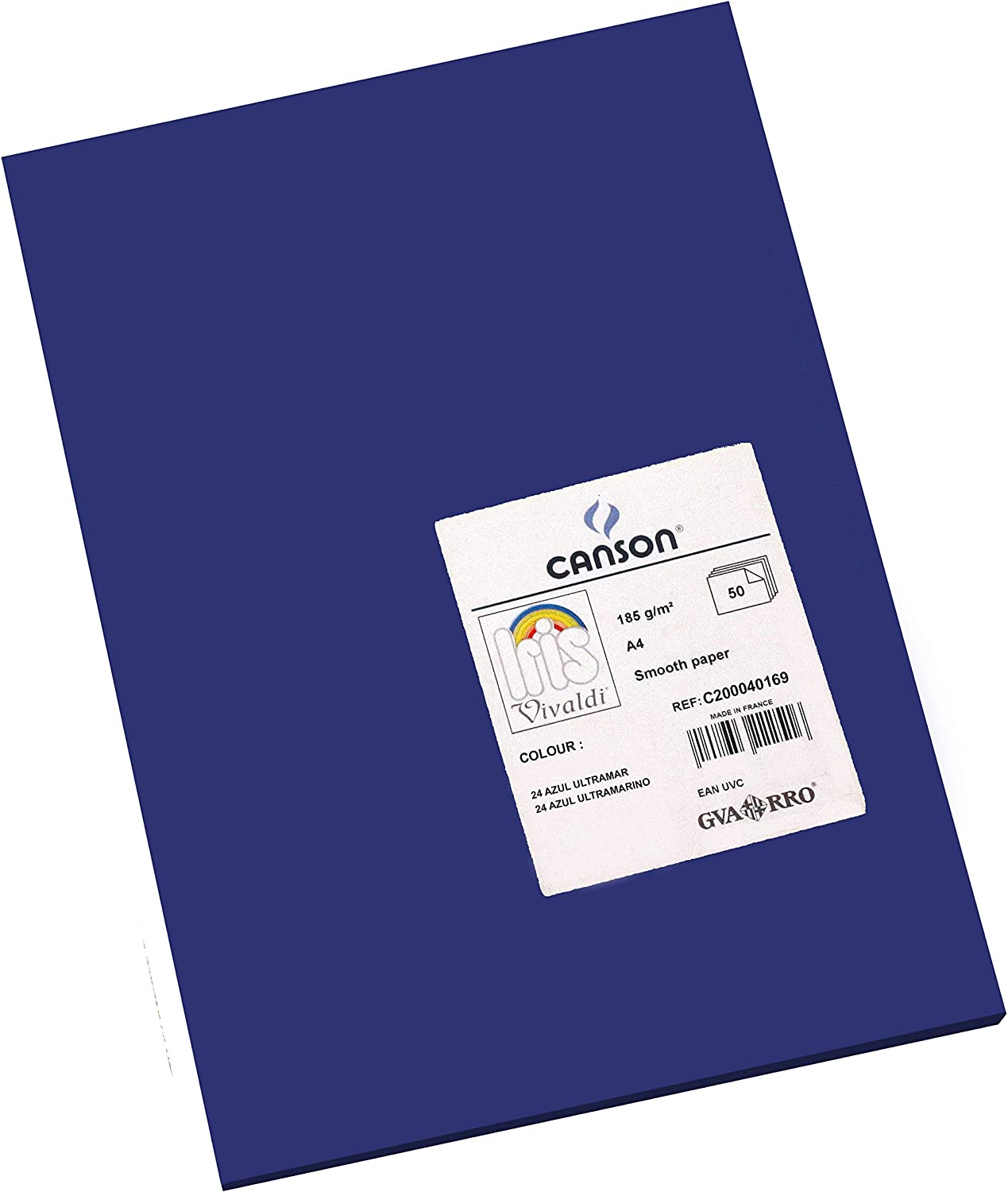 Canson Guarro Pack de 50 Cartes A4 Iris de 185g - 21x29,7cm - Couleur Bleu Outremer