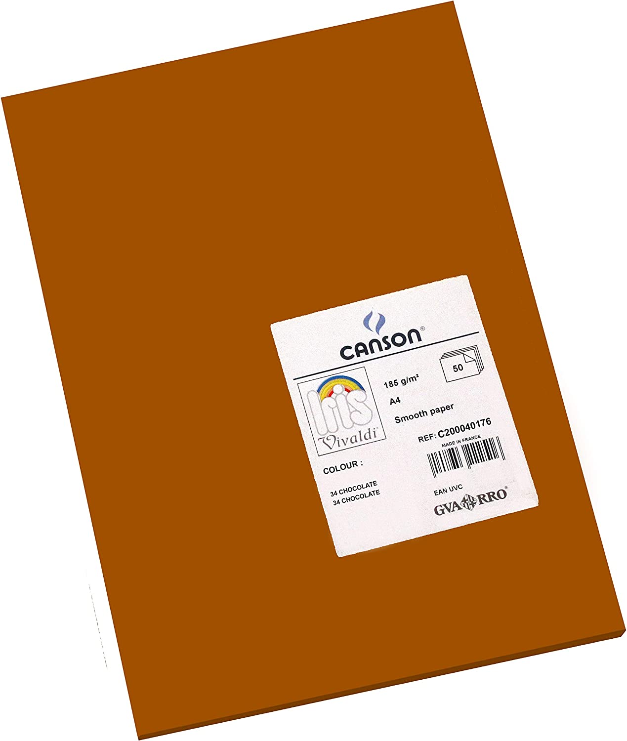 Canson Guarro Pack de 50 Cartes A4 Iris de 185g - 21x29,7cm - Couleur Chocolat