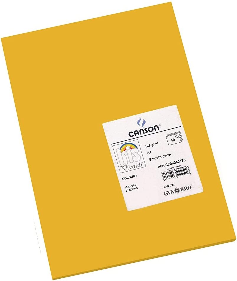 Canson Guarro Pack de 50 Cartes A4 Iris de 185g - 21x29,7cm - Couleur Cuir