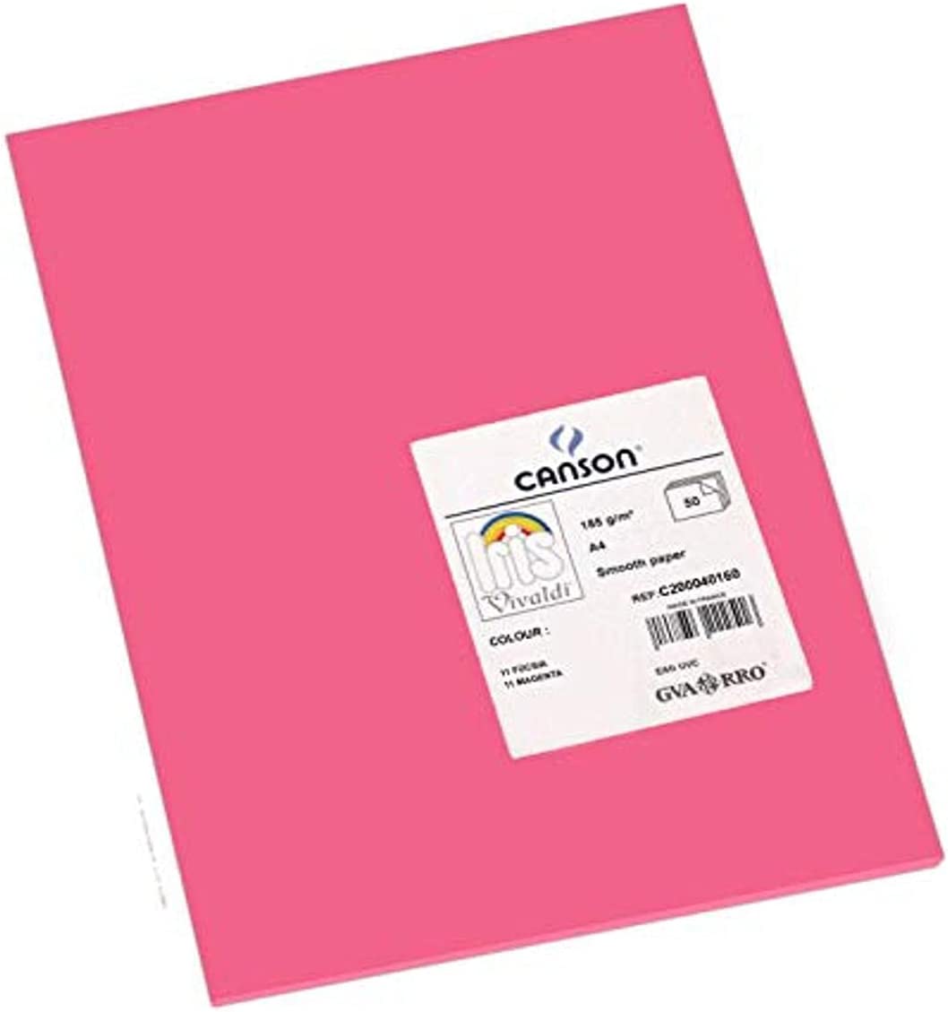 Canson Guarro Pack de 50 Cartes A4 Iris de 185g - 21x29,7cm - Couleur Fuchsia