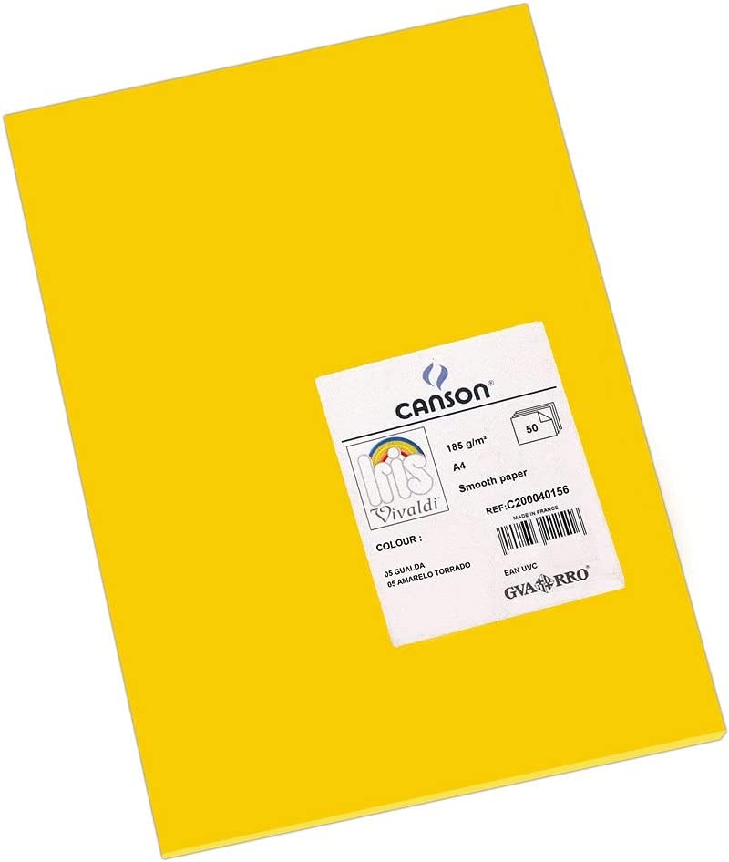 Canson Guarro Pack de 50 Cartes A4 Iris de 185g - 21x29,7cm - Couleur Gualda