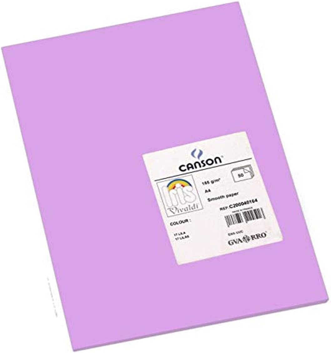 Canson Guarro Pack de 50 Cartes A4 Iris de 185g - 21x29,7cm - Couleur Lilas