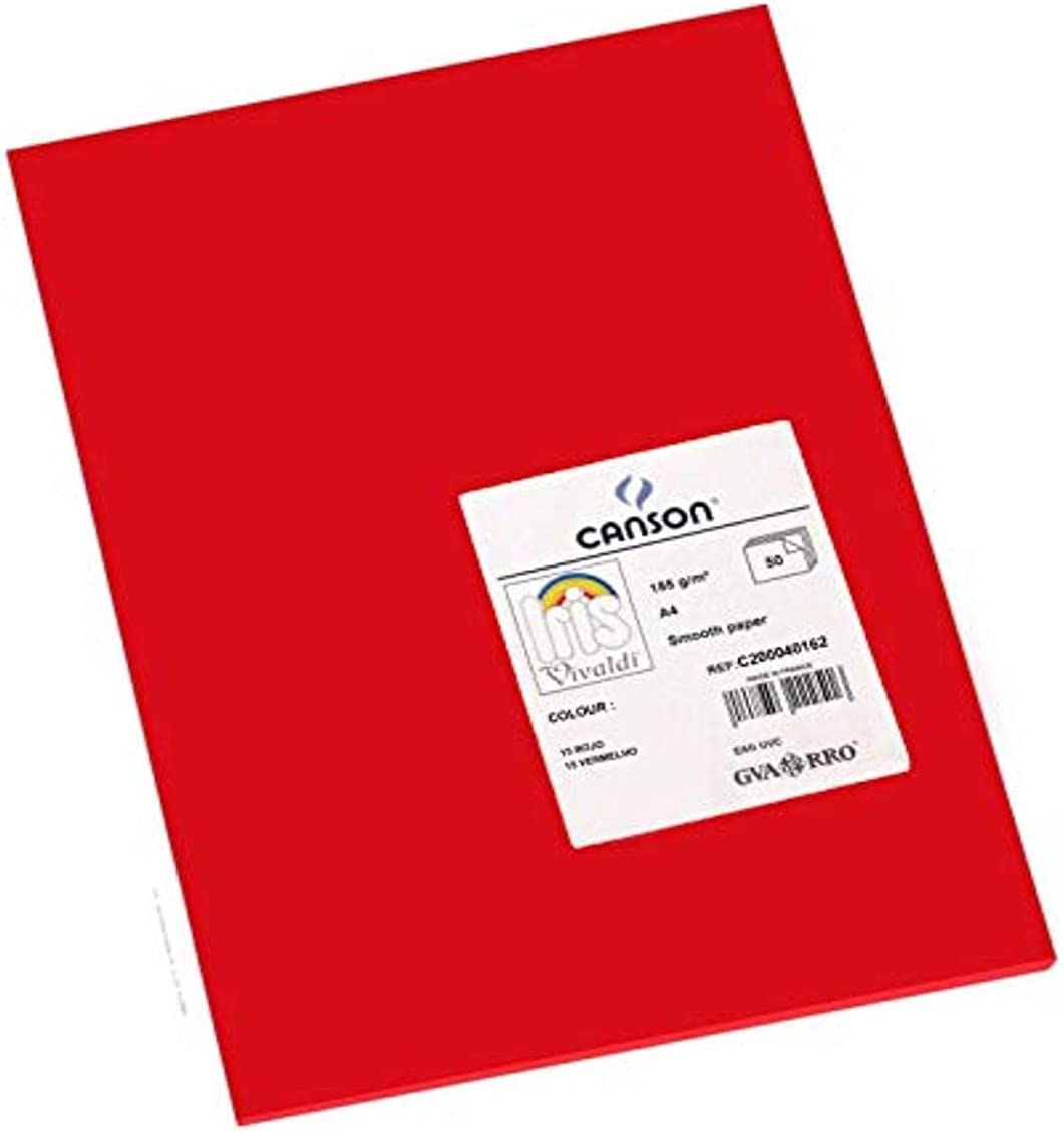 Canson Guarro Pack de 50 Cartes A4 Iris de 185g - 21x29,7cm - Couleur Rouge