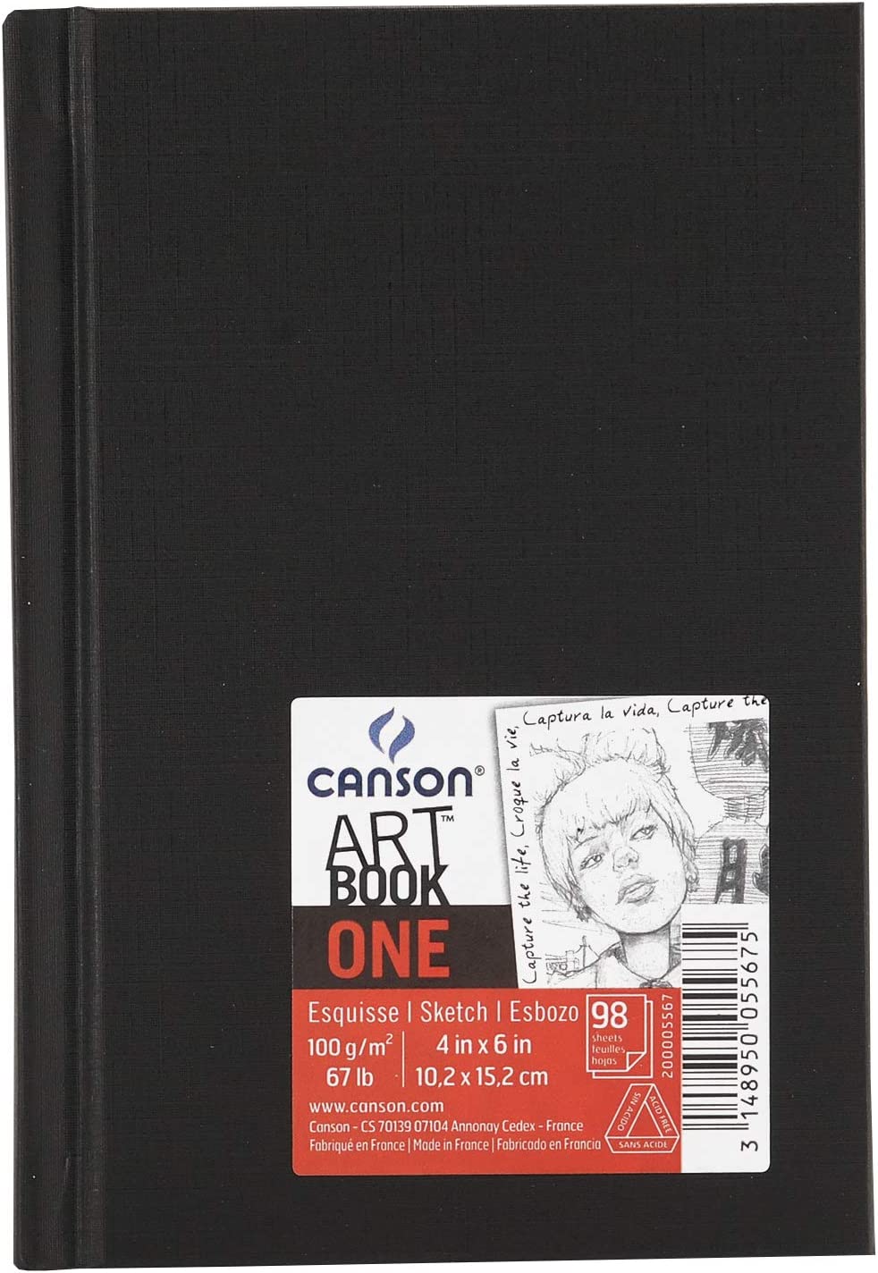 Canson Sketch One Fine Carnet de Dessin avec 98 Feuilles - 10,1x15,2cm - 100g - Couleur Blanc