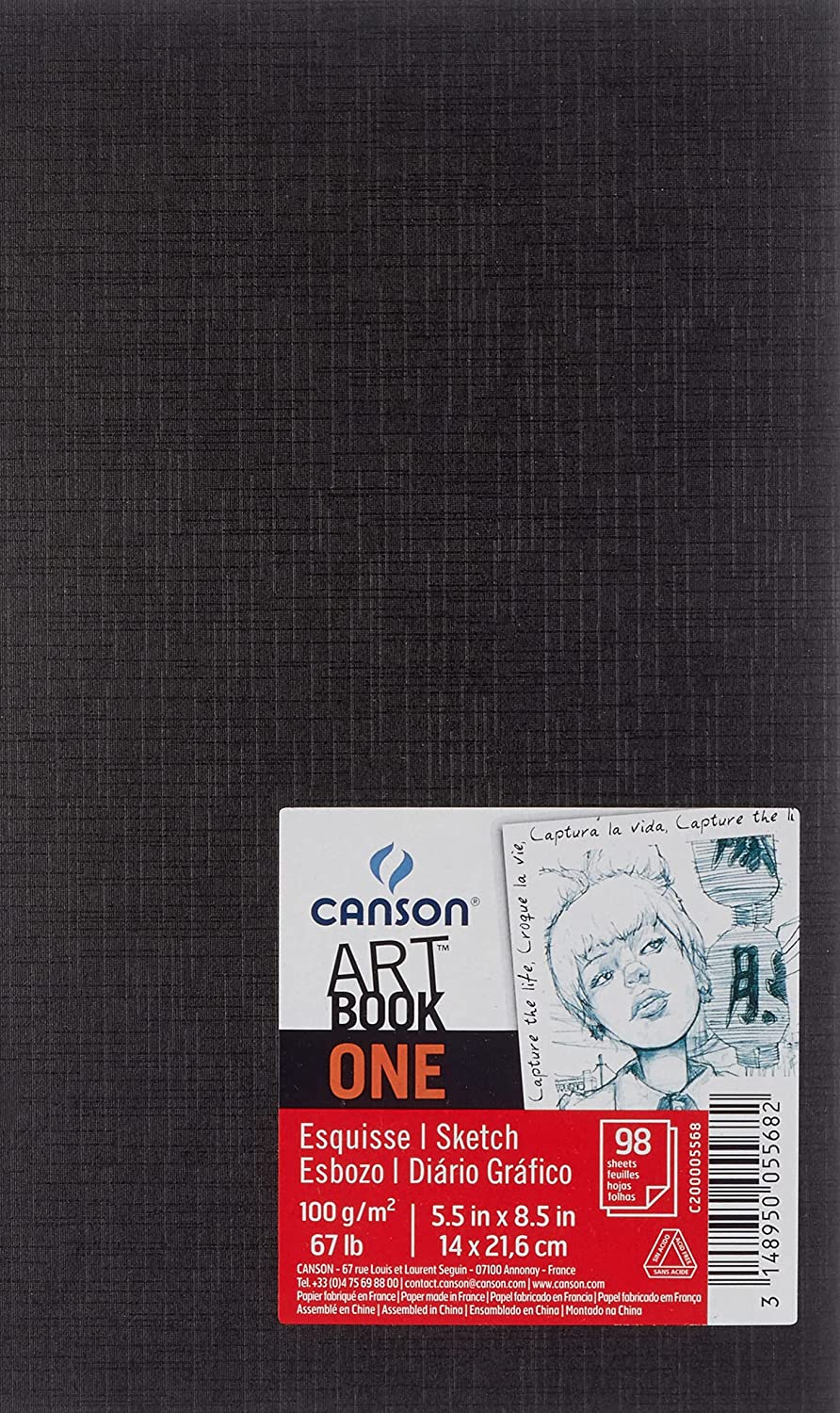 Canson Sketch One Fine Carnet de Dessin avec 98 Feuilles - 14x21,6cm - 100g - Couleur Blanc
