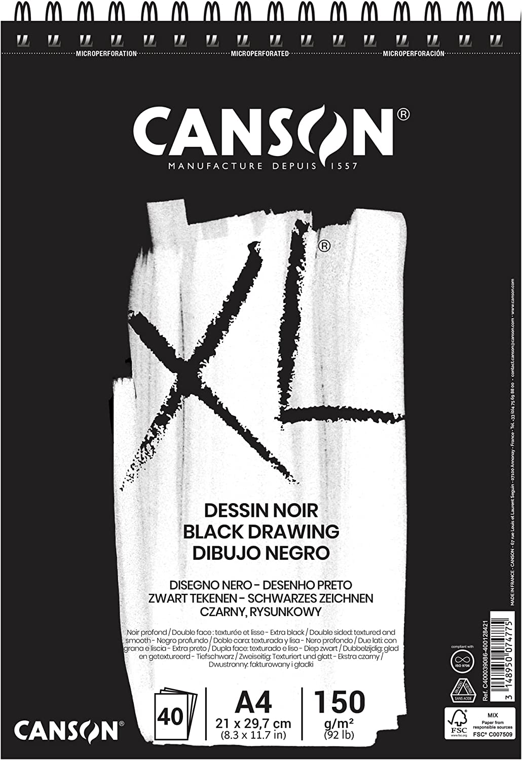 Bloc dessin Canson XL Croquis A4 90g 120 feuilles spirale sur