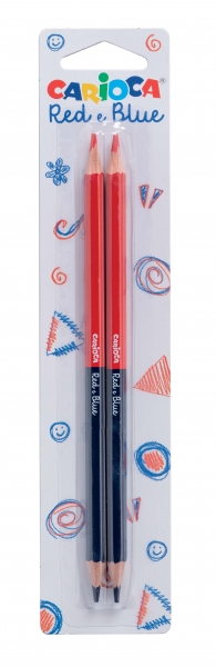 Carioca Blister 2 Crayons - Corps Hexagonal Laqué - Mine Ø 3,5 mm - Couleur Bleu/Rouge