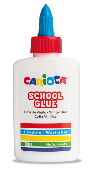 Carioca Colle Blanche 100gr - Couvercle avec Distributeur - Convient au Papier et Carton - Séchage Transparent - Sans Solvant - Couleur Blanc