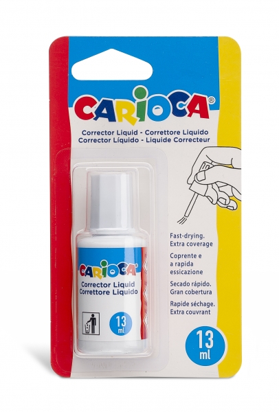 Carioca Correcteur Liquide - Pinceau Nylon Doux et Précis - Convient à Tous Types de Papier - Séchage Rapide - Couleur Blanc