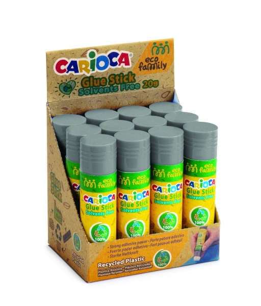 Carioca Eco Family Pack de 2 Sticks Colles - Idéal pour la Maison, l'École et le Bureau - Colle Papier, Photos et Tissus - Sans Solvant - Différentes Couleurs