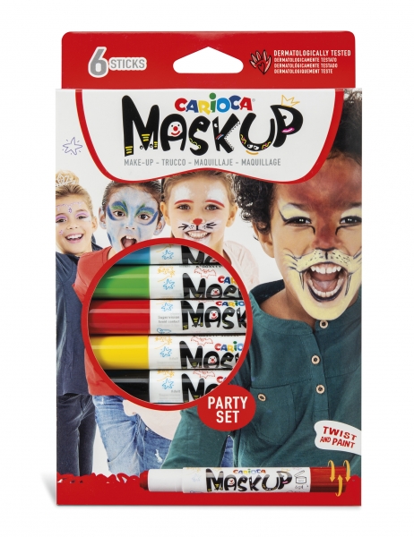 Carioca Mask Up Lot de 6 bâtons de couleurs de peau – Couleurs vives – Lavable – À base d'eau – Comprend 2 tutoriels étape par étape – Différentes couleurs