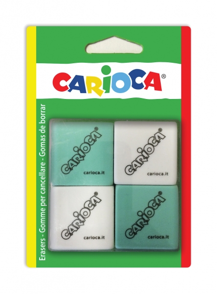 Carioca Pack de 4 gommes carrées - Différentes couleurs