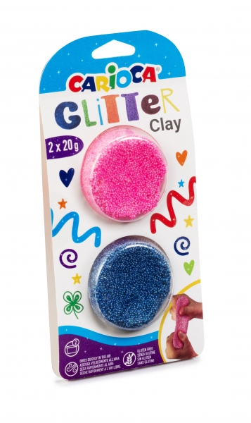 Carioca Pack de 8 Pâtes à Mouler Paillettes - Super Légères - Élastique et Malléable - Effet Pailleté - Sèche à l'Air - Parfait pour Décorer des Objets - Sans Gluten - Différentes Couleurs