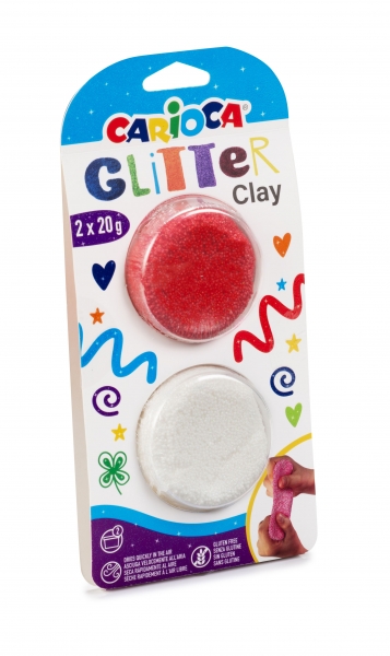 Carioca Pack de 8 Pâtes à Mouler Paillettes - Super Légères - Élastique et Malléable - Effet Pailleté - Sèche à l'Air - Parfait pour Décorer des Objets - Sans Gluten - Différentes Couleurs