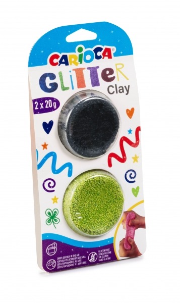 Carioca Pack de 8 Pâtes à Mouler Paillettes - Super Légères - Élastique et Malléable - Effet Pailleté - Sèche à l'Air - Parfait pour Décorer des Objets - Sans Gluten - Différentes Couleurs