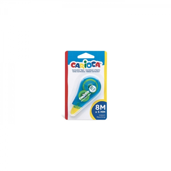 Carioca Ruban Correcteur 8mx5mm - Idéal pour Tout Type de Papier - Couleur Blanc