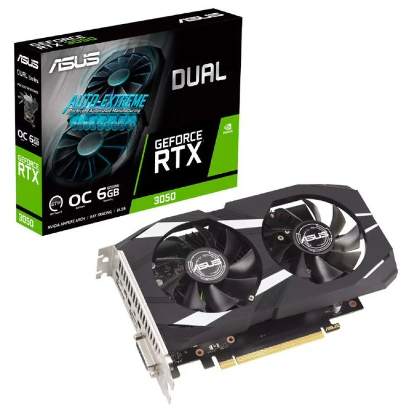 Carte graphique Asus Dual GeForce RTX 3050 OC Edition 6 Go GDDR6 - HDMI, DVI, DisplayPort