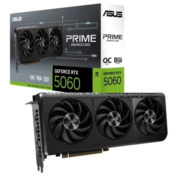 Carte graphique Asus GeForce RTX 5060 Prime OC 8 Go GDDR7 Reflex 2 RTX AI DLSS4