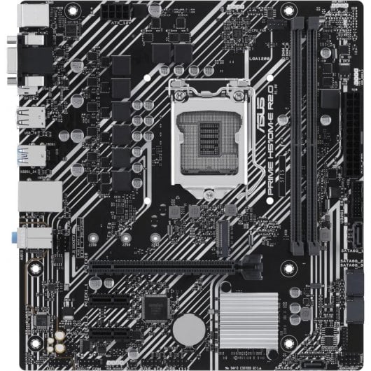 Carte mère Asus Prime H510M-E R2.0 Intel 1200 2x DDR4 - HDMI, VGA, PCIe 4.0, emplacement M.2 32 Gbit/s, Intel® 1 Go Ethernet, USB 3.2 Gen 1 Type A, MicroATX