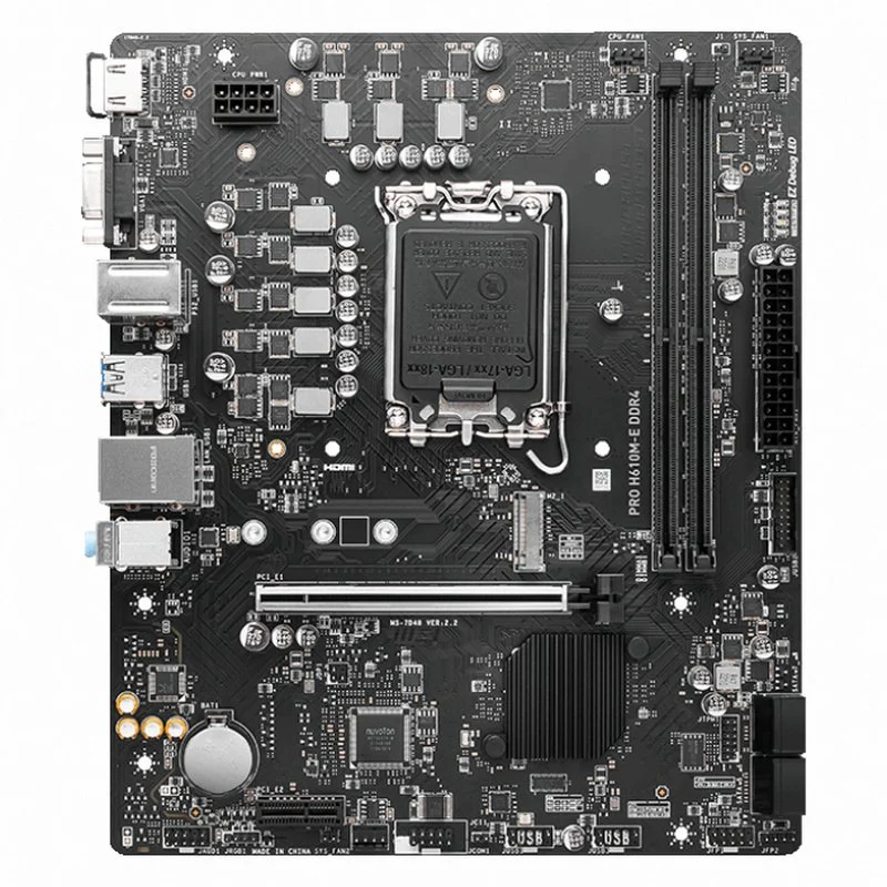 Carte mère MSI Pro H610M-E Intel LGA 1700 2x DDR4 - HDMI, VGA, 4x Sata III, RJ-45, USB 2.0/3.2, MicroATX