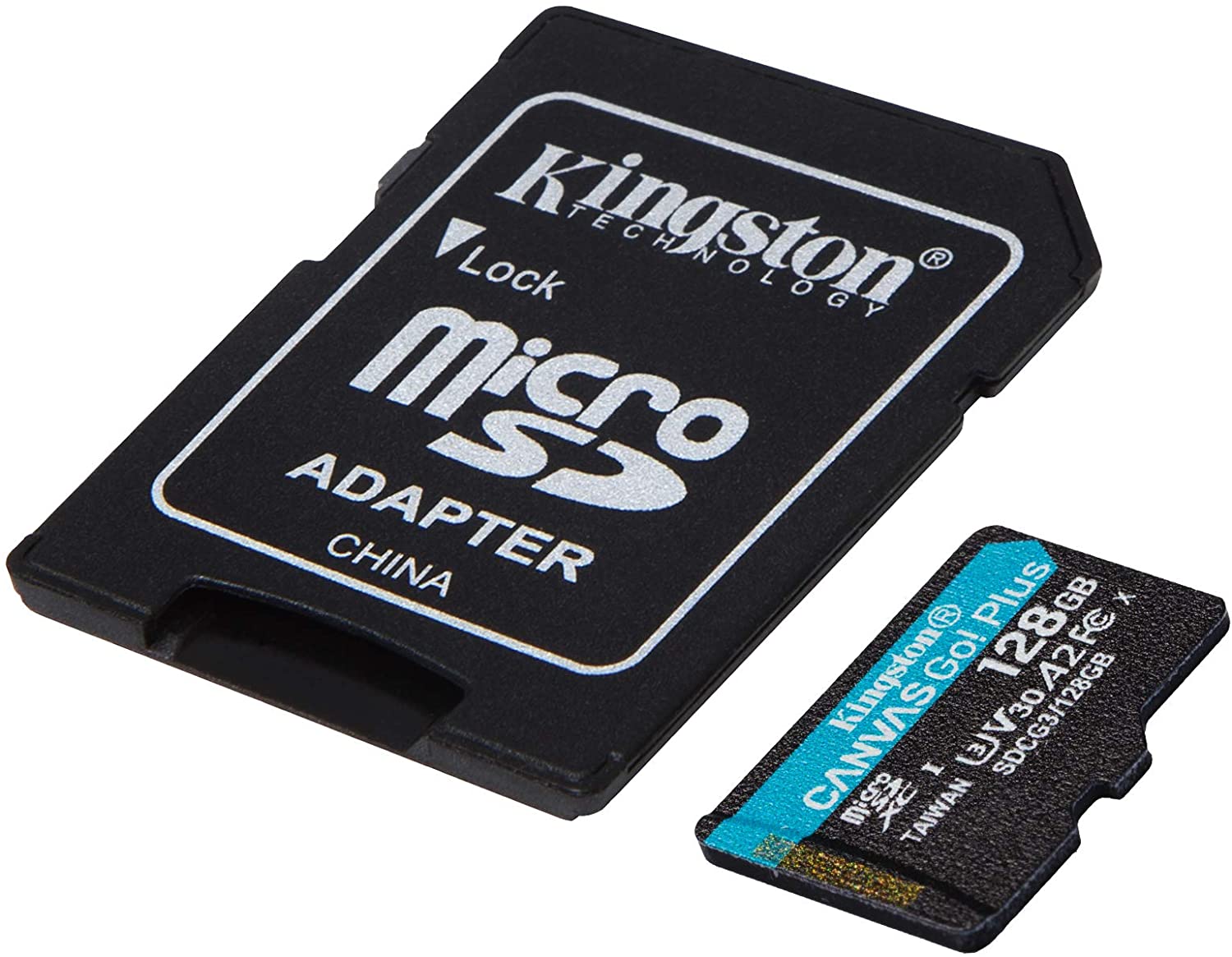 Carte Micro SDXC Kingston 128 Go UHS-I U3 V30 Classe 10 170 Mo/s Canvas Go Plus avec adaptateur