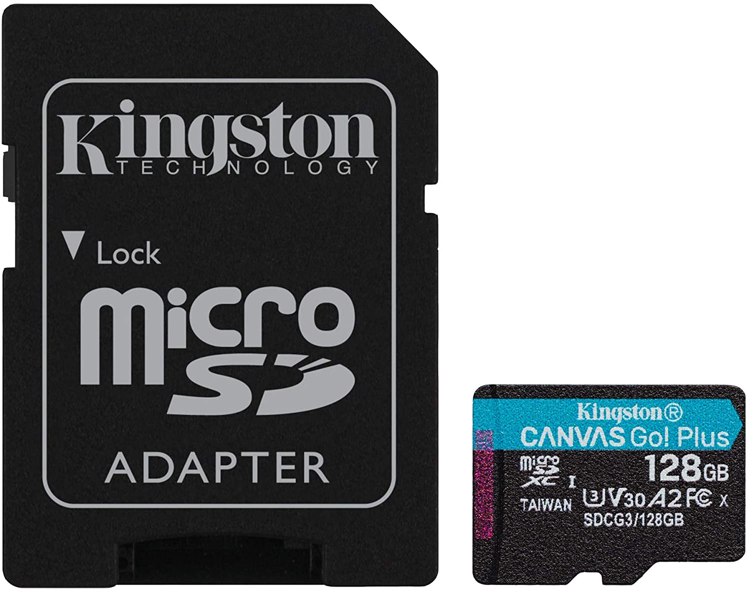 Carte Micro SDXC Kingston 128 Go UHS-I U3 V30 Classe 10 170 Mo/s Canvas Go Plus avec adaptateur