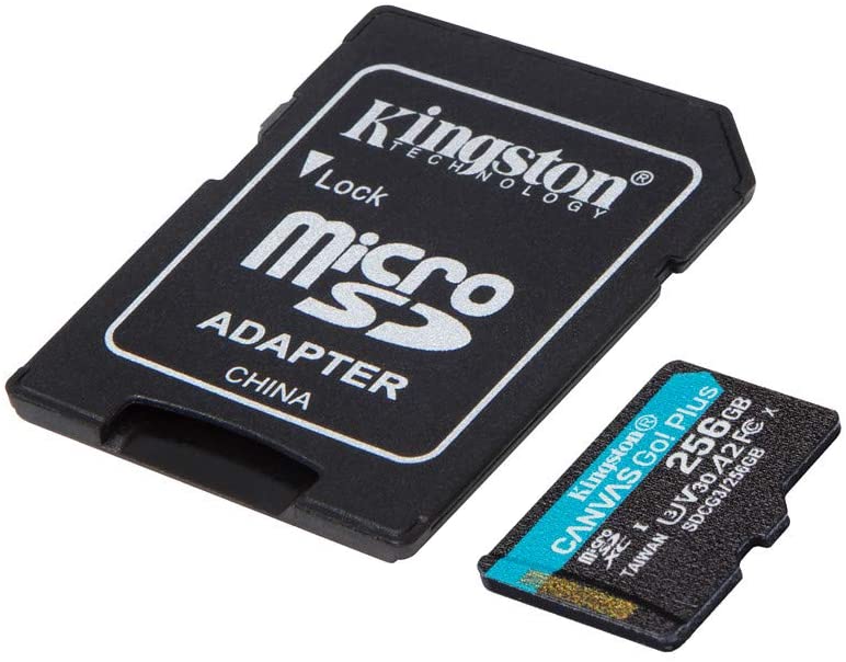 Carte Micro SDXC Kingston 256 Go UHS-I U3 V30 Classe 10 170 Mo/s Canvas Go Plus avec adaptateur