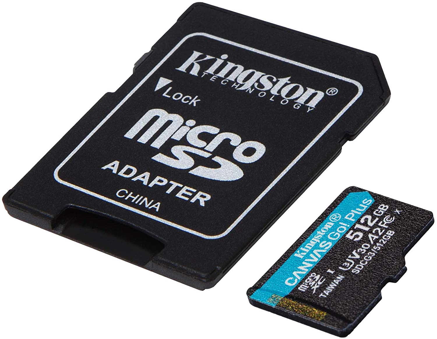 Carte Micro SDXC Kingston 512 Go UHS-I U3 V30 Classe 10 170 Mo/s Canvas Go Plus avec adaptateur