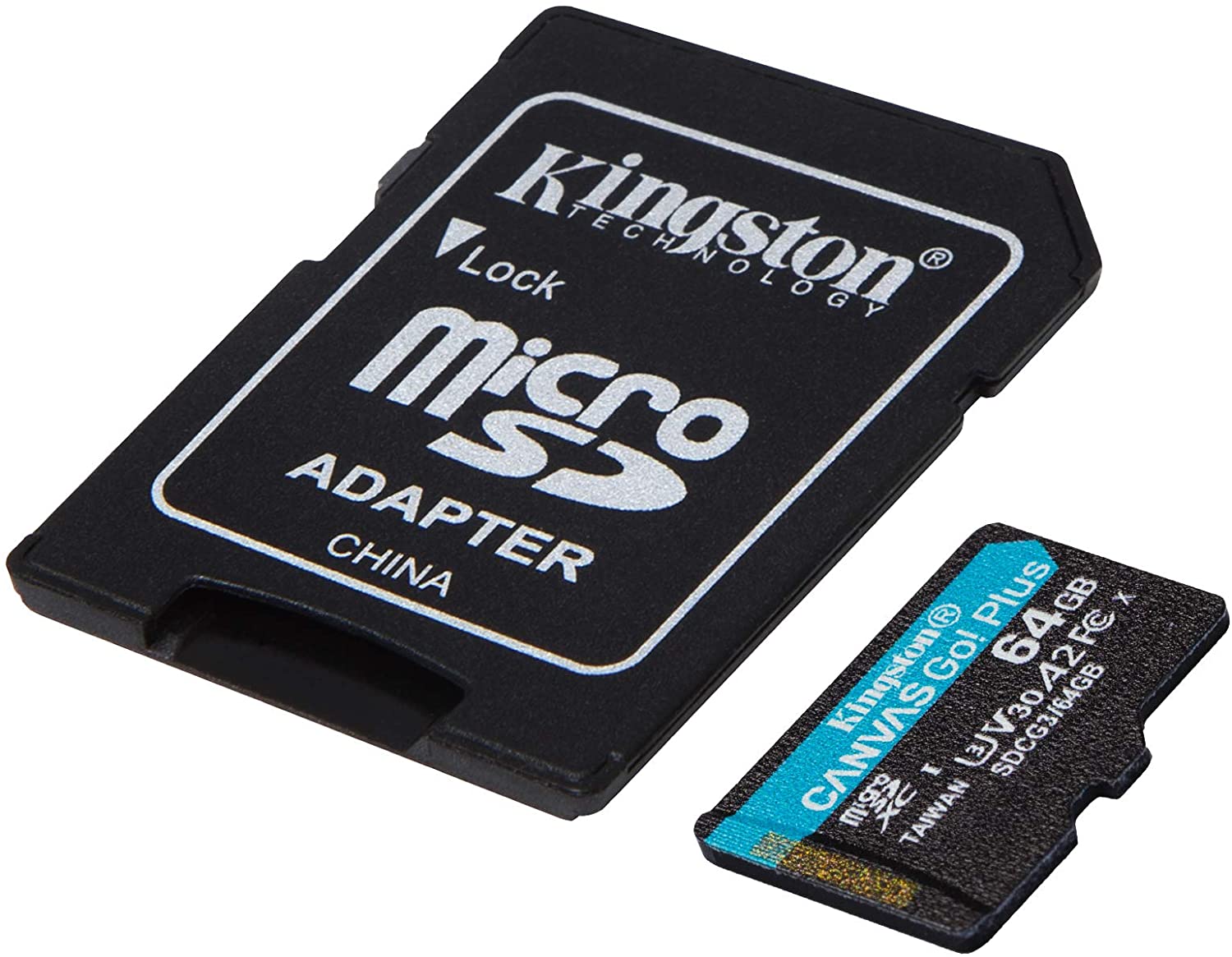 Carte Micro SDXC Kingston 64 Go UHS-I U3 V30 Classe 10 170 Mo/s Canvas Go Plus avec adaptateur