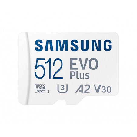 Carte micro SDXC Samsung EVO Plus 512 Go UHS-I U3 classe 10 avec adaptateur