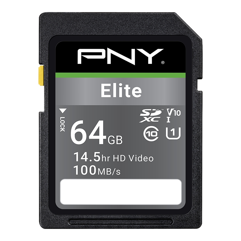 Carte PNY Elite SDXC 64 Go U1 V10 Classe 10