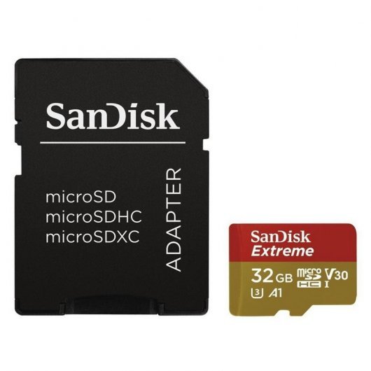 Carte Sandisk Extreme Micro SDHC 32 Go UHS-I U3 A1 Classe 10 90 Mo/s + Adaptateur SD