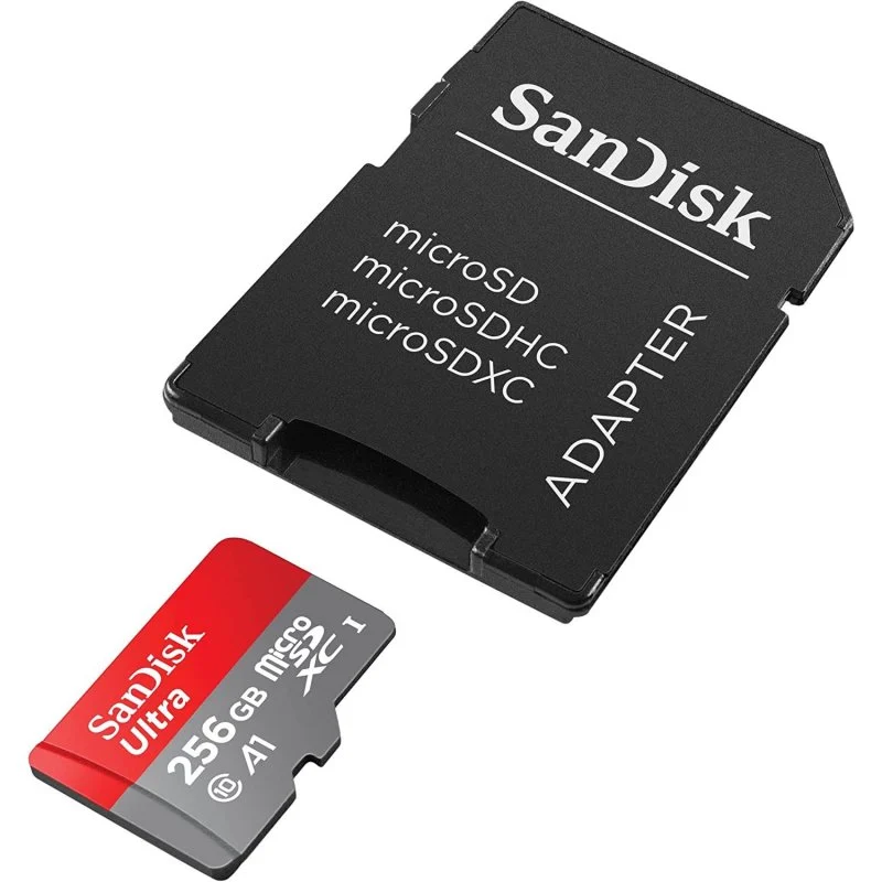 Carte Sandisk Ultra Micro SDXC 256 Go UHS-I A1 Classe 10 avec adaptateur