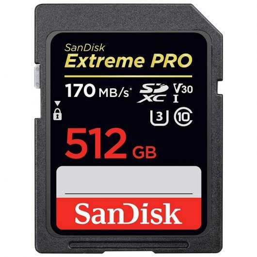 Carte SDHC Sandisk Extreme Pro 512 Go UHS-I V30 Classe 10 170 Mo/s