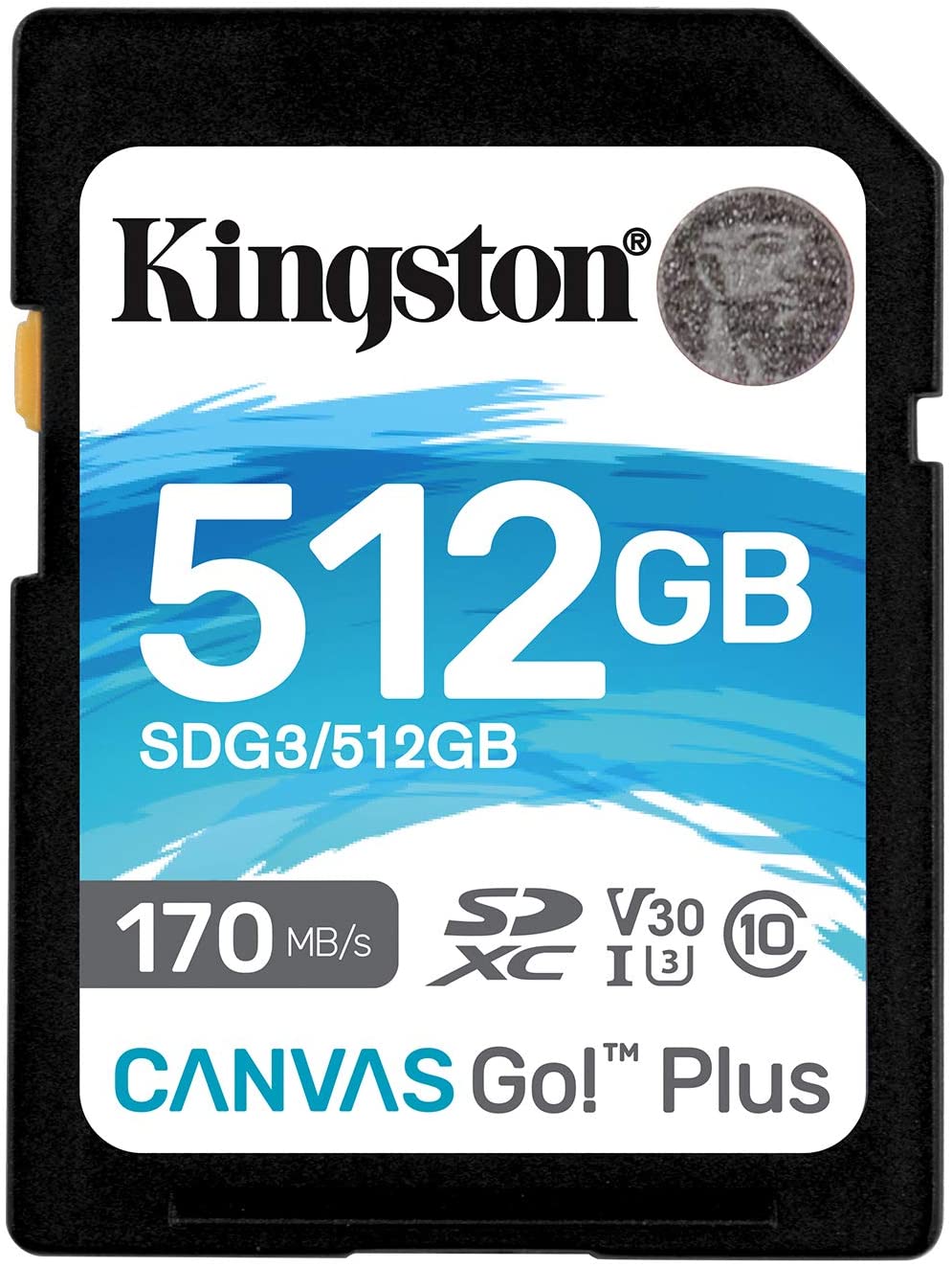 Carte SDXC Kingston 512 Go UHS-I U3 V30 Classe 10 170 Mo/s Canvas Go Plus