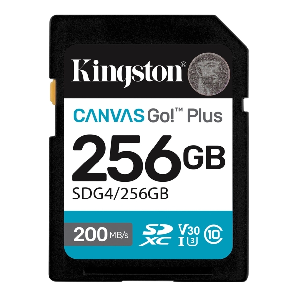 Carte SDXC Kingston Canvas Go Plus 256 Go UHS-I U3 V30 Classe 10 200 Mo/s