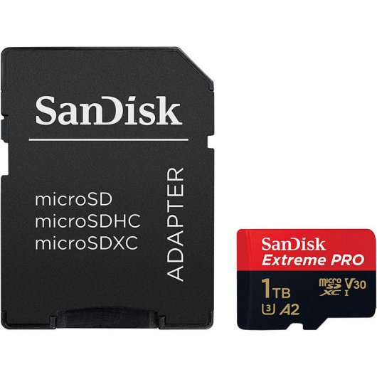 Carte SDXC Sandisk Extreme Pro 1 To U3 V30 A2 classe 10 170 Mo/s + adaptateur SD