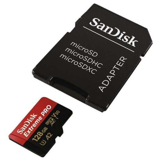 Carte SDXC Sandisk Extreme Pro 128Go U3 V30 A2 Classe 10 170Mo/s + Adaptateur SD