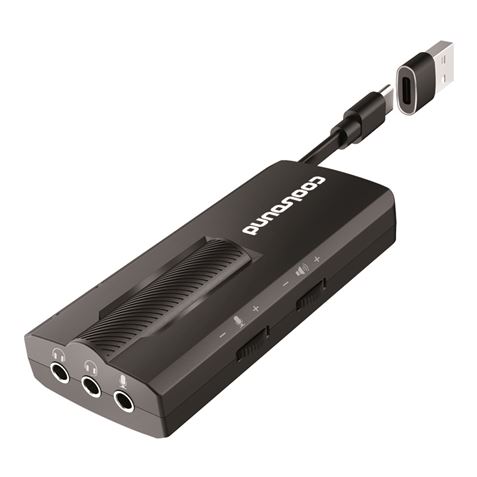 Carte son externe Coolsound 7.1 USB-C - Adaptateur vers USB-A - Entrées microphone, casque 3,5 mm 3 broches, casque + microphone 3,5 mm 4 broches