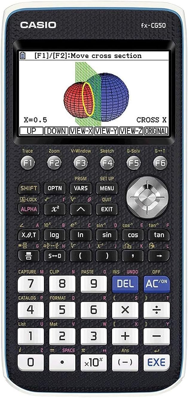 Casio FX-CG50 Calculatrice scientifique graphique 3D - Écran couleur 8 lignes - Graphiques 3D, dynamique, statistiques - Alimenté par batterie