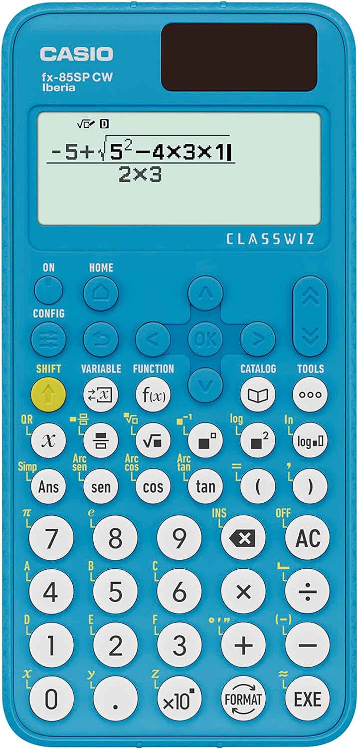 Casio Iberia Classwiz FX-85SP Calculatrice Scientifique Écran LCD 12 Chiffres - Tableau des Valeurs, Simplification des Fractions, Division Entiers etc... - Housse de Protection - Couleur Bleu