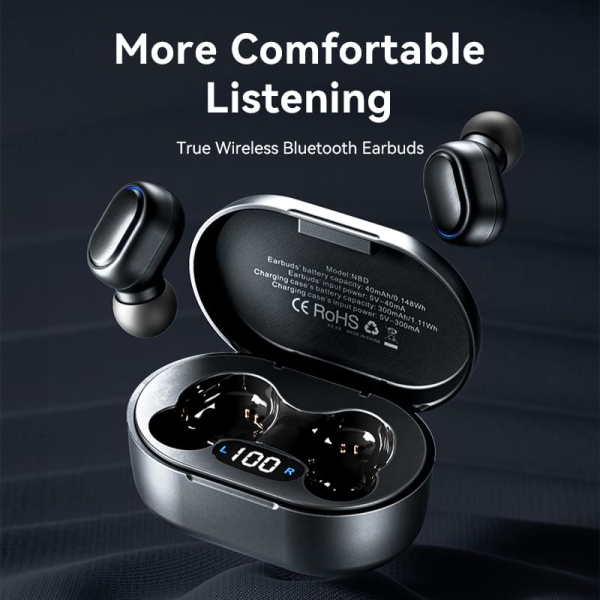 Casque Bluetooth 5.3 Vention Tiny T11 avec étui de chargement - Autonomie 7 h - Noir