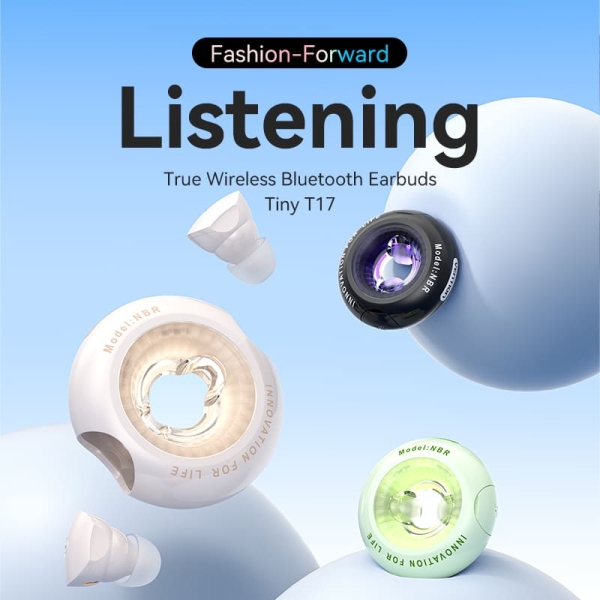 Casque Bluetooth 5.3 Vention Tiny T17 avec étui de chargement - True Wireless - Autonomie 6 h - LED - Vert