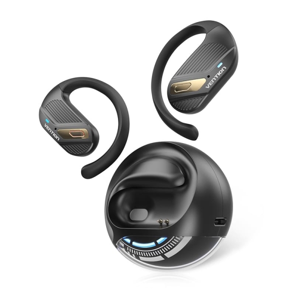 Casque Bluetooth 5.4 Vention OpenBeat O12 avec étui de chargement – True Wireless – Oreille ouverte – Autonomie 7 h – Noir