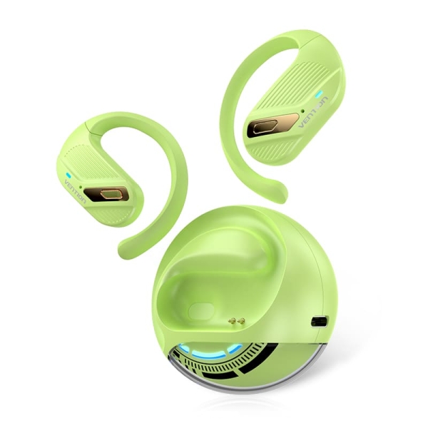 Casque Bluetooth 5.4 Vention OpenBeat O12 avec étui de chargement – True Wireless – Oreille ouverte – Autonomie 7 h – Vert