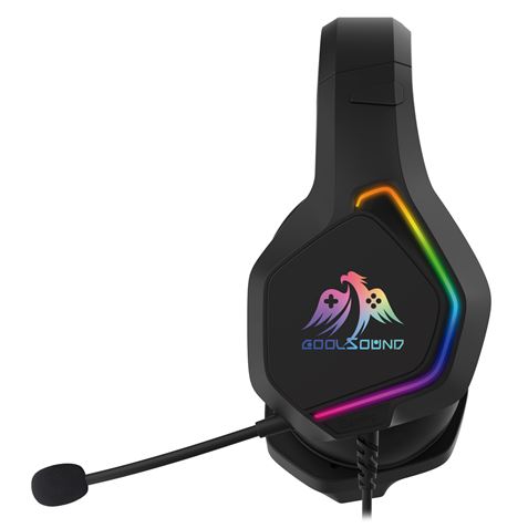 Casque de jeu Coolsound G6 avec microphone - USB pour éclairage LED - Bandeau réglable - Coussinets d'oreille rembourrés - Commandes filaires - Câble de 2 m