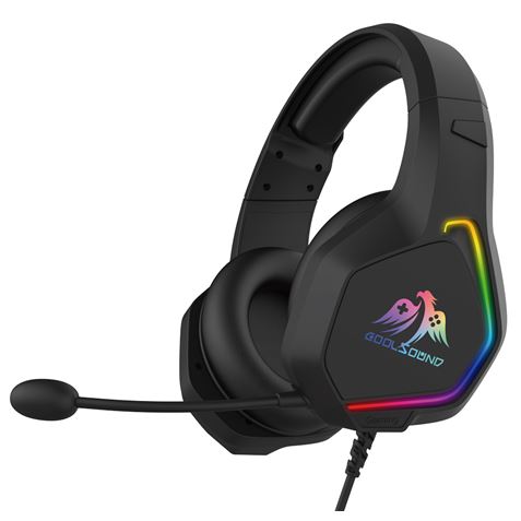 Casque de jeu Coolsound G6 avec microphone - USB pour éclairage LED - Bandeau réglable - Coussinets d'oreille rembourrés - Commandes filaires - Câble de 2 m